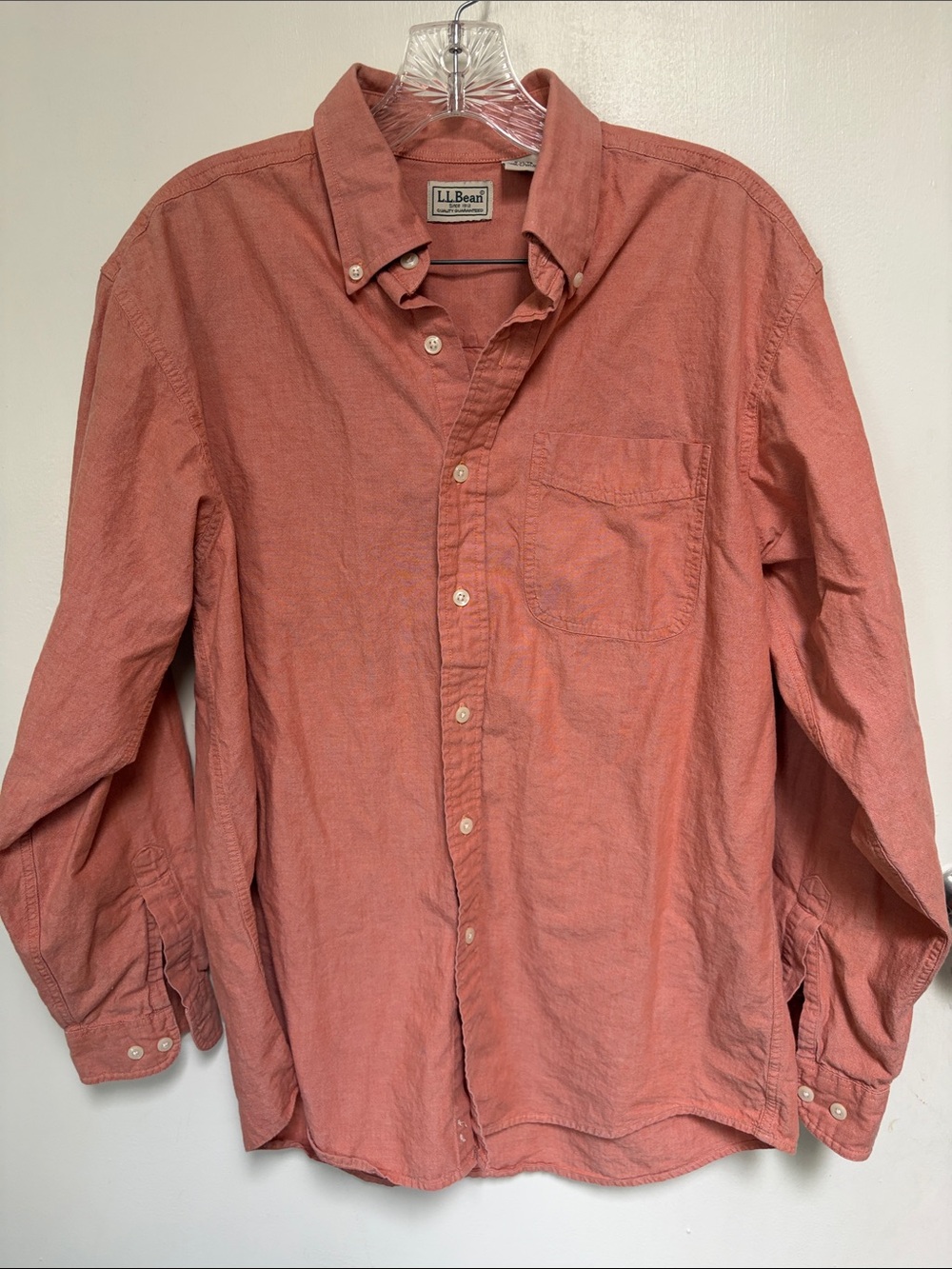 L.L. Bean Men’s Button-Down Shirt in Coral Pink